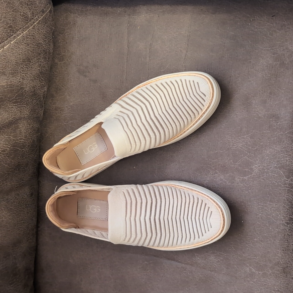UGG White Sneakers with Ribbed Sole and Minimalist Design (New!)